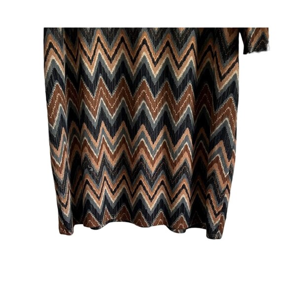Tacera 3X Womens Chevron Print Dress  Long Sleeves Retro Vibes 70s Plus Size - Picture 4 of 8
